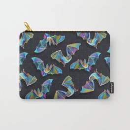 Psychedelic Bats on Black Carry-All Pouch | Animal, Pattern, Digital, Robertphelps, Halloween, Halloweenart, Black, Gothpattern, Acrylic, Psychedelicpattern 