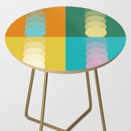 Grid retro color shapes patchwork 1 Side Table