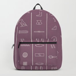 Ancient Egyptian Hieroglyphic Alphabet on Dark Purple Backpack