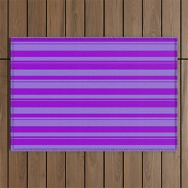 [ Thumbnail: Purple & Dark Violet Colored Stripes/Lines Pattern Outdoor Rug ]
