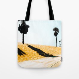 palm tree and sandy beach at Oxnard Beach, California, USA Tote Bag
