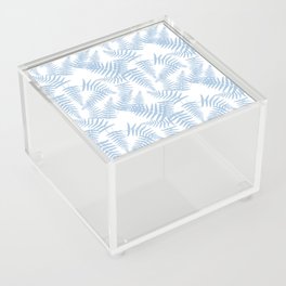 Pale Blue Silhouette Fern Leaves Pattern Acrylic Box