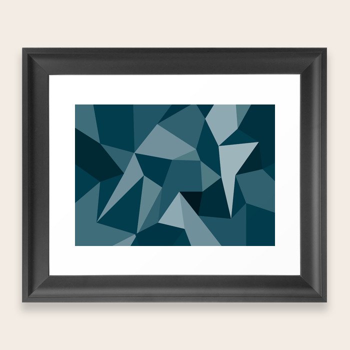 Abstract Blue Polygon Background. low poly art multicolor Mosaic Framed Art Print