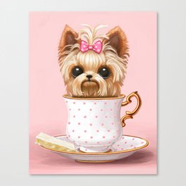 Yorkie In A Teacup Canvas Print