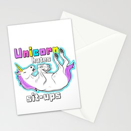 Fitness Unicorns hate abdominal exercise Stationery Cards