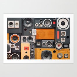 Retro music sound speakers Art Print | Listning, Antique, Audio, Illustration, Photo, Vintage, Retro, Machine, Nodenoder, Entertainment 