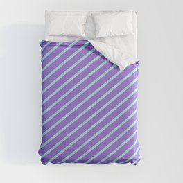 [ Thumbnail: Turquoise and Purple Colored Stripes Pattern Duvet Cover ]