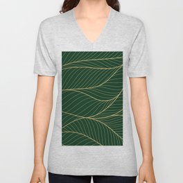 Green emerald with gold lines V Neck T Shirt