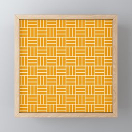 Basketweave (White & Orange Pattern) Framed Mini Art Print