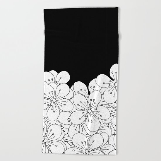 Cherry Blossom Boarder Beach Towel