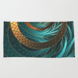 Beautiful Corded Leather Turquoise Fractal Bangles Beach Towel