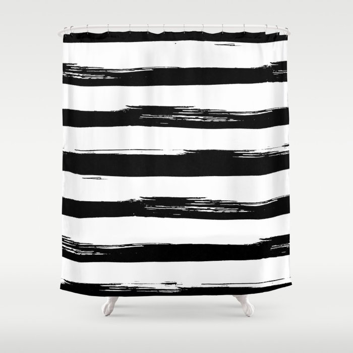 Stylish Black and White Stripes Shower Curtain