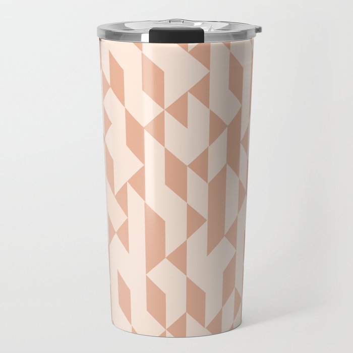 Abstract Geometric Pattern in Cream and Pink Travel Mug