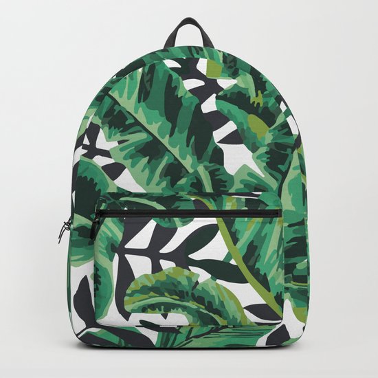 Tropical Glam Banana Leaf Print Backpack