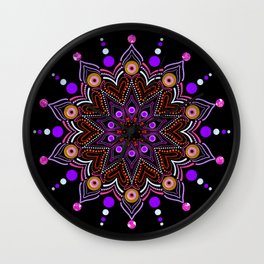 Pink Purple Love Mandala Wall Clock | Mandala, Digital, Symmetry, Happy, Bright, Colorful, Metallic, Janeizzydesigns, Ornate, Colourful 