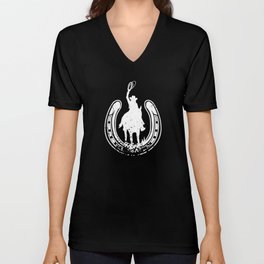 Cowboy Riding Horse Horseshoe Rodeo V Neck T Shirt
