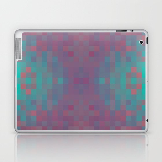 geometric symmetry art pixel square pattern abstract background in pink blue Laptop & iPad Skin