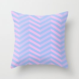 Pastel Light Blue and Pink Chevron Pattern Design  Throw Pillow