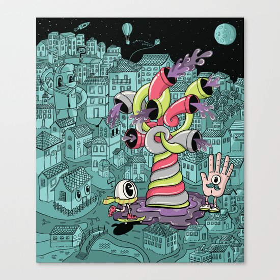 The city wakes up at night Canvas Print