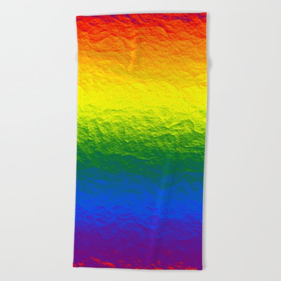 Rainbow Gradient Painted Pattern Beach Towel