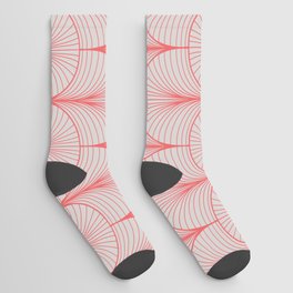 Gray Red Art Deco Arch Pattern Socks