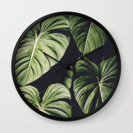 Monstera - Tropical Forest - nature photography Wall Clock | Leaf, Dark, Illustration, Photo, Adventure, Painting, Drawing, Forest, Graphicdesign, Nature 
