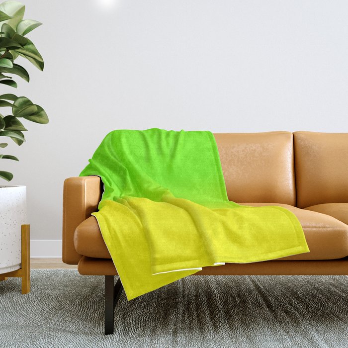 Neon Green and Neon Yellow Ombré  Shade Color Fade Throw Blanket