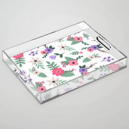 White Floral Acrylic Tray
