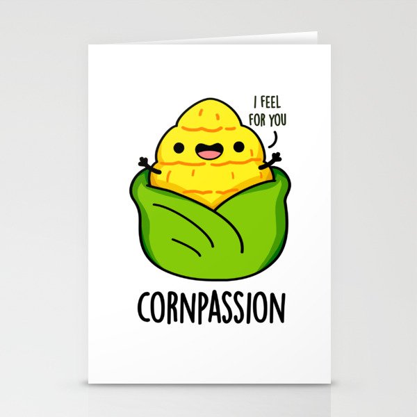 Cornpassion Cute Compassionate Corn Pun Stationery Cards