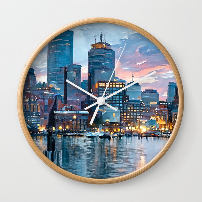 Boston Skyline Wall Clock