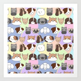 Multicolored pattern with cute, funny happy dogs. Prints, baby and pets texture for children.  Art Print