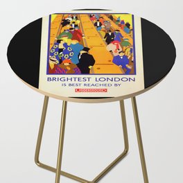 Vintage lithograph poster, cleaned and restored: Brightest London is Best Reached (1 in a set of 2) Side Table