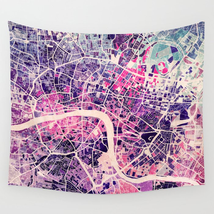 London Mosaic Map #2 Wall Tapestry by Map Map Maps  Society6