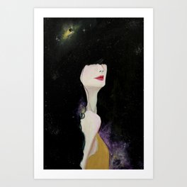 A Strand of Hair Universe Art Print | Painting, Pop Surrealism, People, Space 