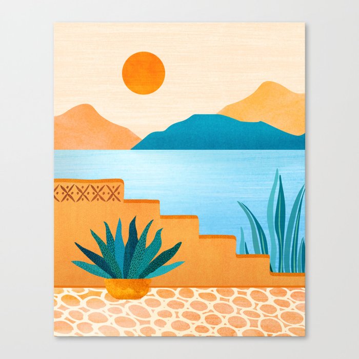 Cabo Desert Landscape Illustration Canvas Print
