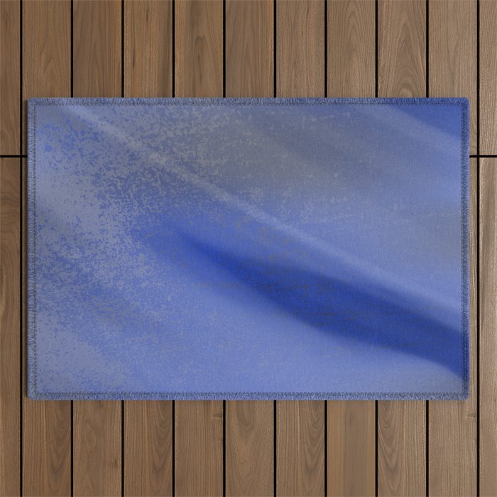 Exhale - Minimal Watercolor Abstract Blue Outdoor Rug