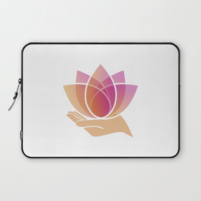 Hand holding a pink lotus flower	 Laptop Sleeve