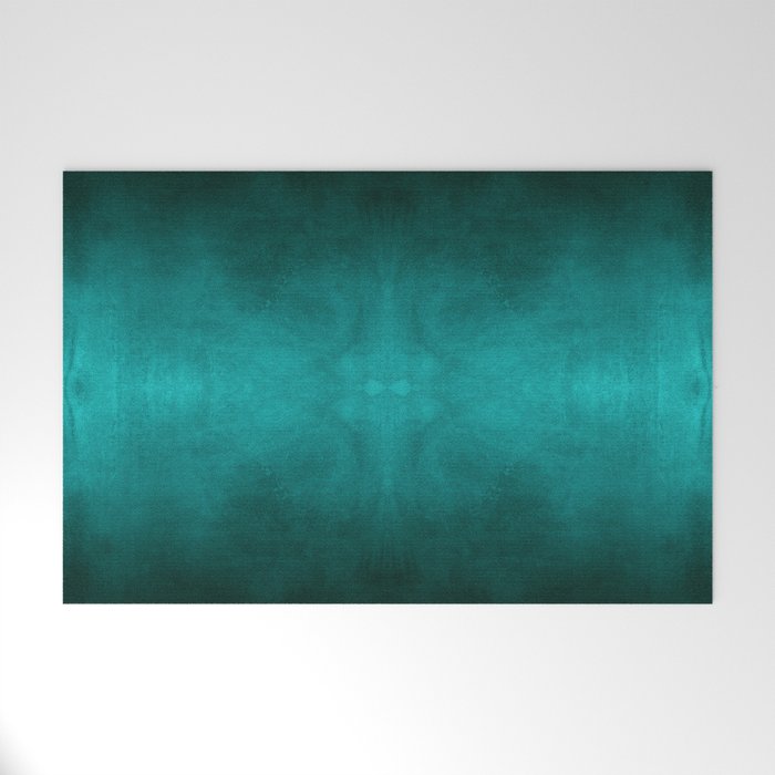 Watercolor Teal Ombré Shibori Welcome Mat