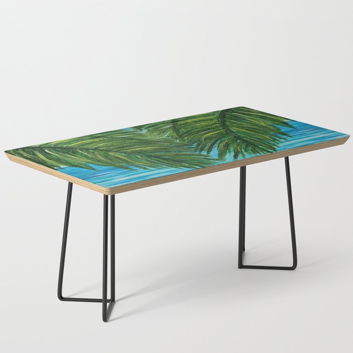 Acrylic Palm Trees and Ocean Shore Coffee Table
