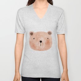 a funny bear head is looking at you V Neck T Shirt