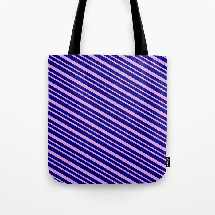 Blue & Plum Colored Striped Pattern Tote Bag