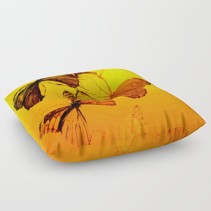 Fly fly butterfly! - Butterflies on a orange background with sunlight #decor #society6 #buyart Floor Pillow