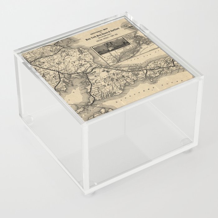 Sectional Map of New York, New Haven and Hartford Railroad Eastern District, Cape Cod-1893 Acrylic Box