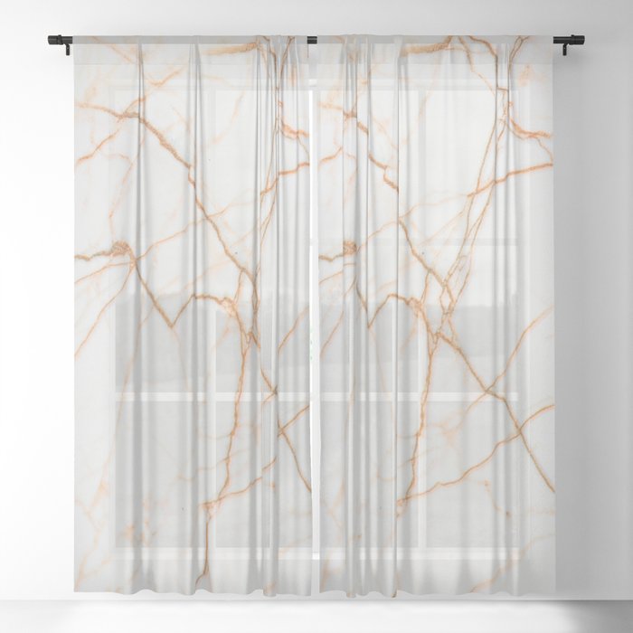 stylish minimalist trendy chic rose gold white marble Sheer Curtain