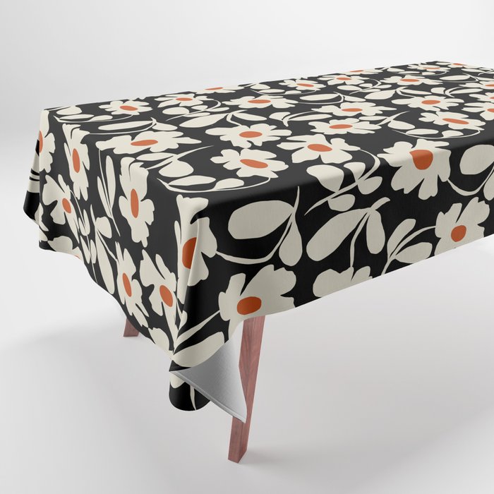 Black and white floral Tablecloth