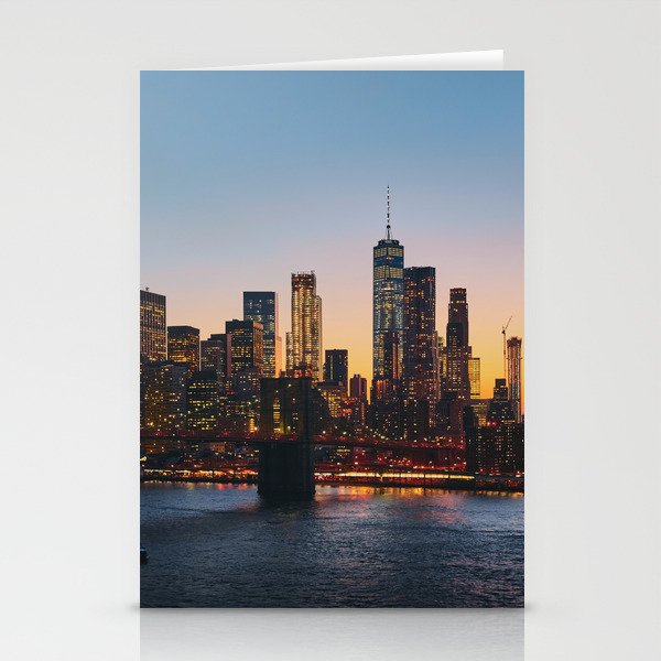Manhattan, New York, City Sunset Skyline Stationery Cards