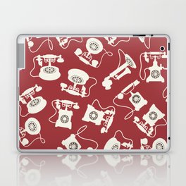 Vintage Rotary Dial Telephone Pattern on Antique Red Laptop Skin