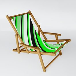 [ Thumbnail: Lime, Light Green, Mint Cream & Black Colored Pattern of Stripes Sling Chair ]