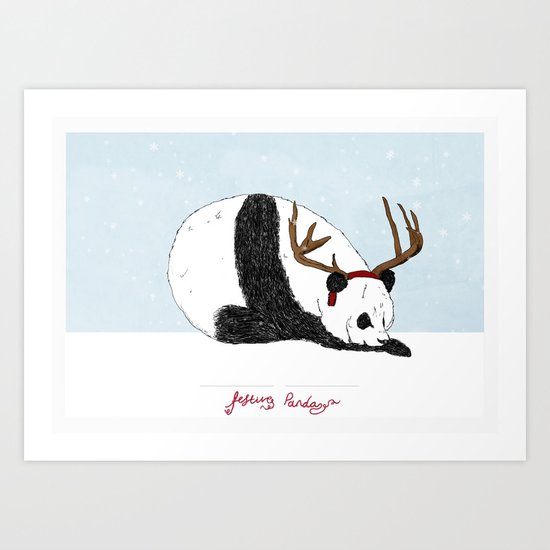 Festive Panda Art Print