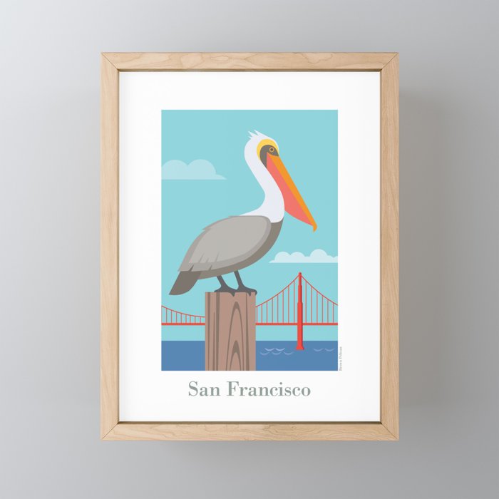 San Francisco: Brown Pelican Framed Mini Art Print